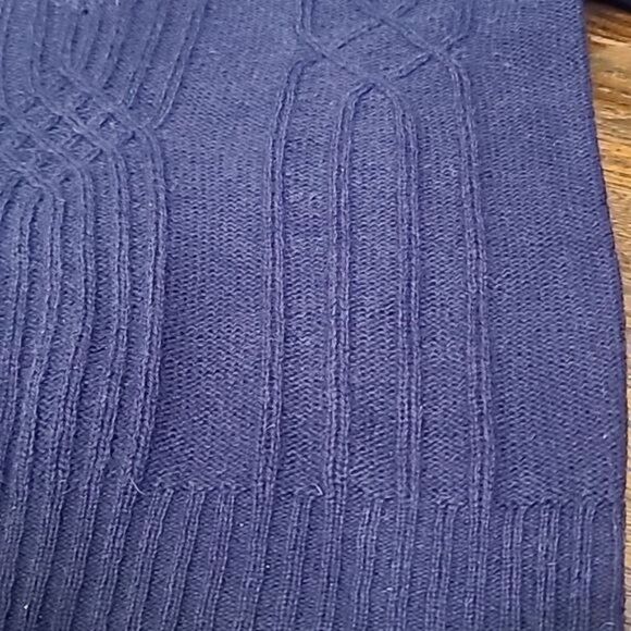 Vintage Navy Blue V-neck Unisex Shetland Wool Sweater - Picture 13 of 14